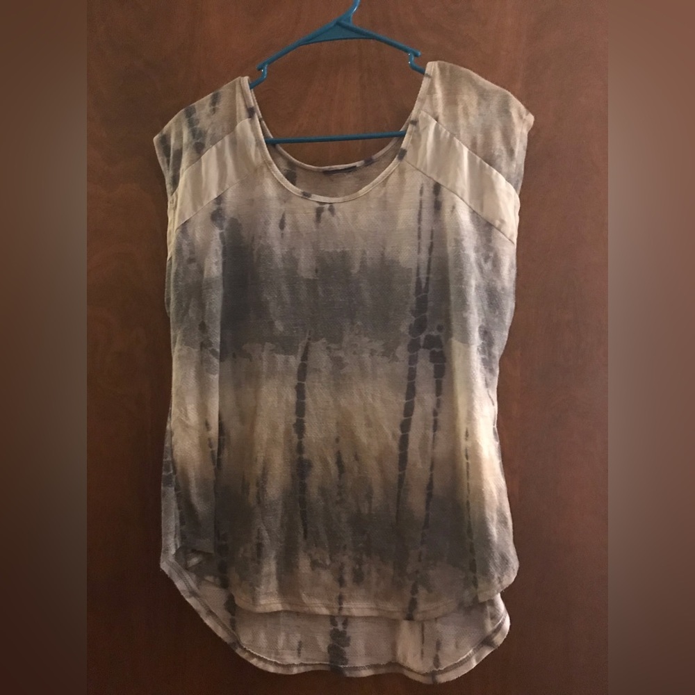 No Brand Grey and Tan TieDye Striped Shirt